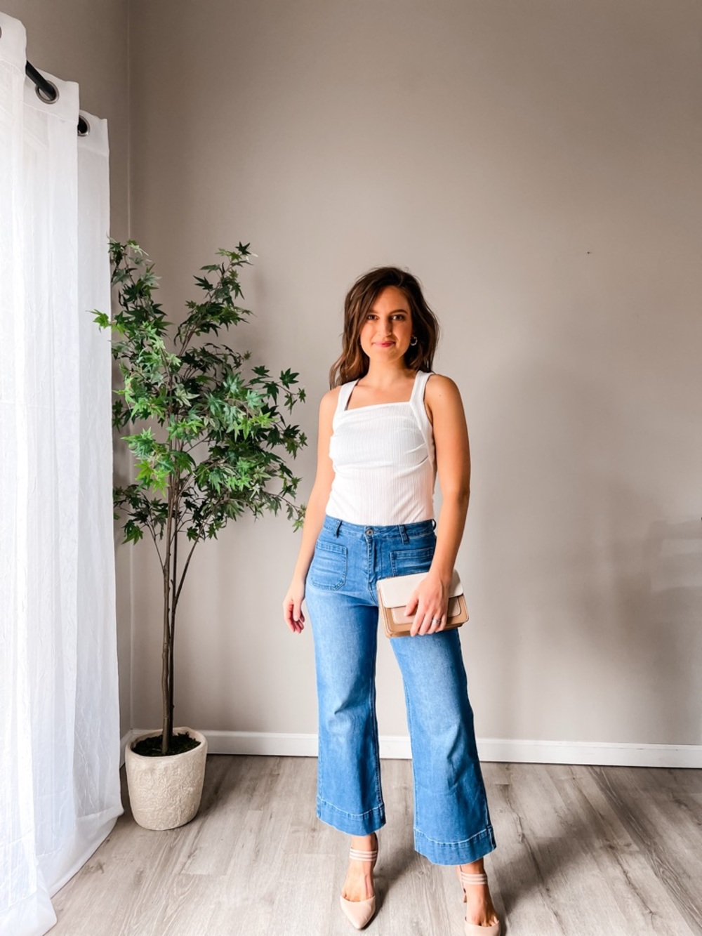 Square-Neck Ribbed Bodysuit in White
